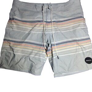 RVCA Shorts Size 36 Multi-Color Striped Swimming Trunks Shorts Men’s Lightweight